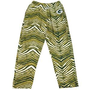 Zubaz Green Bay Packers Zebra Pants Green Gold Unisex Drawstring Medium NFL